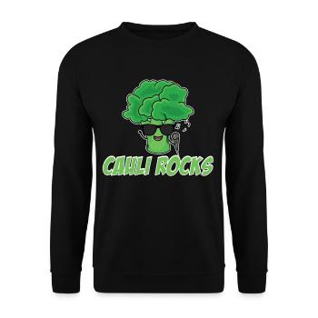 Cauli Rocks Blumenkohl Vegane Gesunde - Unisex Pullover - Schwarz - Vorne - Alina (178cm) & Michal (187cm)