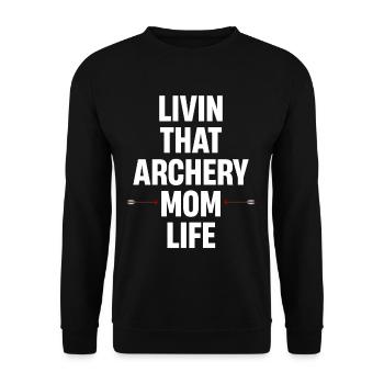 Das Bogenschießen Mama Leben Langbogen Jagd - Unisex Pullover - Schwarz - Vorne - Alina (178cm) & Michal (187cm)