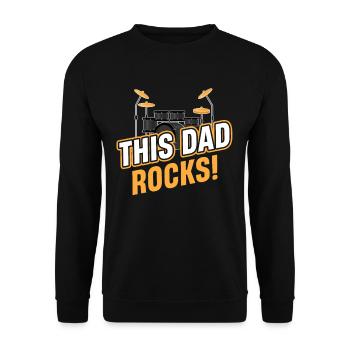 Dieser Papa Rockt! Lustige Trommlerband, - Unisex Pullover - Schwarz - Vorne - Alina (178cm) & Michal (187cm)