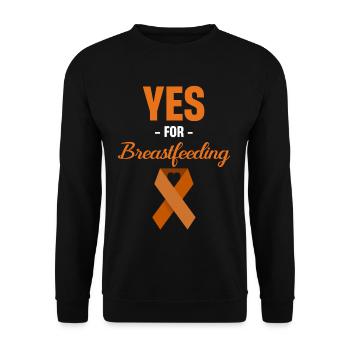 Yes for breastfeeding, consciousness support, - Unisex Sweatshirt - black - Front - Alina (178cm) & Michal (187cm)