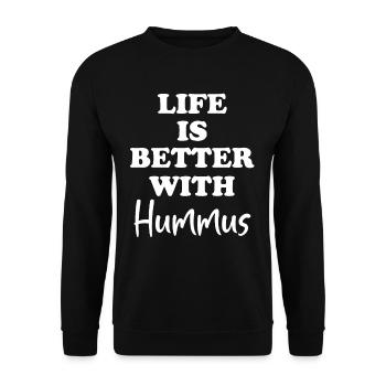Life is better with hummus falafel of Jewish - Unisex Sweatshirt - black - Front - Alina (178cm) & Michal (187cm)