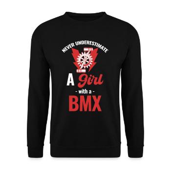 Never underestimate a girl with a - Unisex Sweatshirt - black - Front - Alina (178cm) & Michal (187cm)