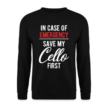 In case of emergency, save my cello first! Jollier - Unisex Sweatshirt - black - Front - Alina (178cm) & Michal (187cm)