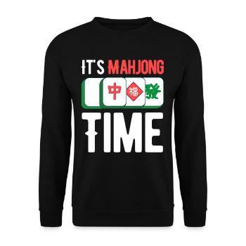 It's Mahjong Time Funny Gambling Bingo - Unisex Sweatshirt - black - Front - Alina (178cm) & Michal (187cm)
