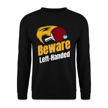 Vorsicht Linkshänder Lustiger Humor Beidhändige - Unisex Pullover - Schwarz - Vorne - Alina (178cm) & Michal (187cm)