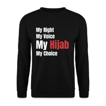 Mein Recht, Meine Stimme, Mein Hijab, Meine Wahl, - Unisex Pullover - Schwarz - Vorne - Alina (178cm) & Michal (187cm)