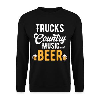 Trucks Country Musik Und Bier Klassisches - Unisex Pullover - Schwarz - Vorne - Alina (178cm) & Michal (187cm)