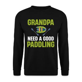 Grandpa needs a good paddling, rafting, - Unisex Sweatshirt - black - Front - Alina (178cm) & Michal (187cm)