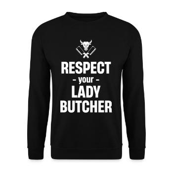 Respectez votre machine d’abattage de boucher - Sweat-shirt Unisexe - noir - Devant - Alina (178cm) & Michal (187cm)