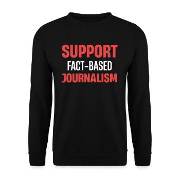 Unterstützung Faktenbasen Journalismus - Unisex Pullover - Schwarz - Vorne - Alina (178cm) & Michal (187cm)