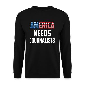 Amerika Braucht Journalisten: Autor, - Unisex Pullover - Schwarz - Vorne - Alina (178cm) & Michal (187cm)