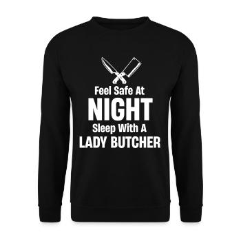 Sentez-vous en sécurité Dormez avec vous la nuit - Sweat-shirt Unisexe - noir - Devant - Alina (178cm) & Michal (187cm)