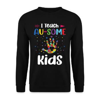 Ich Unterrichte Au-some Kinder, Sonderpädagogen, - Unisex Pullover - Schwarz - Vorne - Alina (178cm) & Michal (187cm)