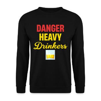 Gefahr Starke Trinker Lustige Brauerei Wodka - Unisex Pullover - Schwarz - Vorne - Alina (178cm) & Michal (187cm)
