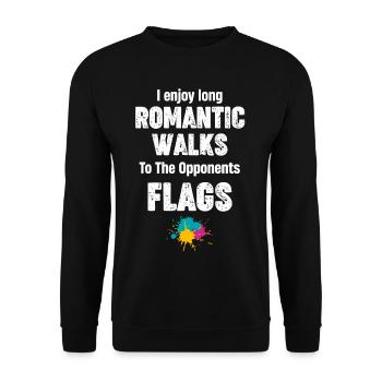Ich Genieße Lange Romantische Spaziergänge Zum - Unisex Pullover - Schwarz - Vorne - Alina (178cm) & Michal (187cm)
