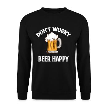 Mach Dir Keine Sorgen, Bier, Fröhlich, Lustig, - Unisex Pullover - Schwarz - Vorne - Alina (178cm) & Michal (187cm)
