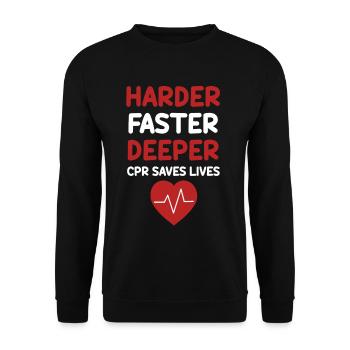 Harder, faster, deeper - Unisex Sweatshirt - black - Front - Alina (178cm) & Michal (187cm)