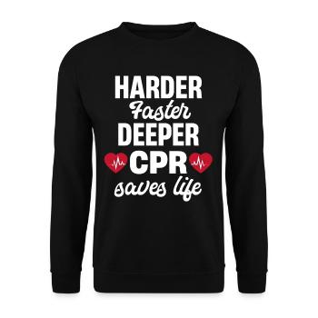 Harder, faster, deeper - Unisex Sweatshirt - black - Front - Alina (178cm) & Michal (187cm)