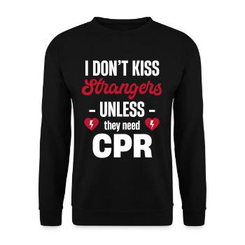 I don't kiss strangers unless they're - Unisex Sweatshirt - black - Front - Alina (178cm) & Michal (187cm)