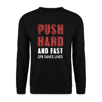 Push Hard And Fast Cpr Saves Lives Instructor - Unisex Sweatshirt - black - Front - Alina (178cm) & Michal (187cm)