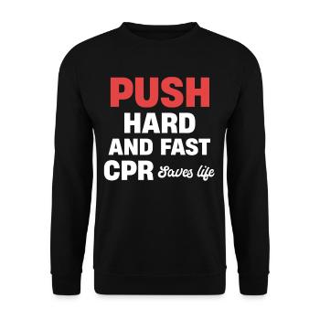 Push Hard And Fast Cpr Saves Lives Instructor - Unisex Sweatshirt - black - Front - Alina (178cm) & Michal (187cm)
