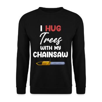 J’embrasse les arbres avec ma tronçonneuse plus drôle - Sweat-shirt Unisexe - noir - Devant - Alina (178cm) & Michal (187cm)