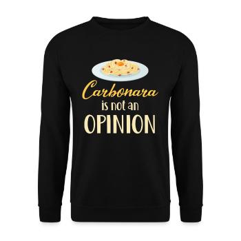 Carbonara Connaisseur Italiano Makkaroni Käse - Unisex Pullover - Schwarz - Vorne - Alina (178cm) & Michal (187cm)