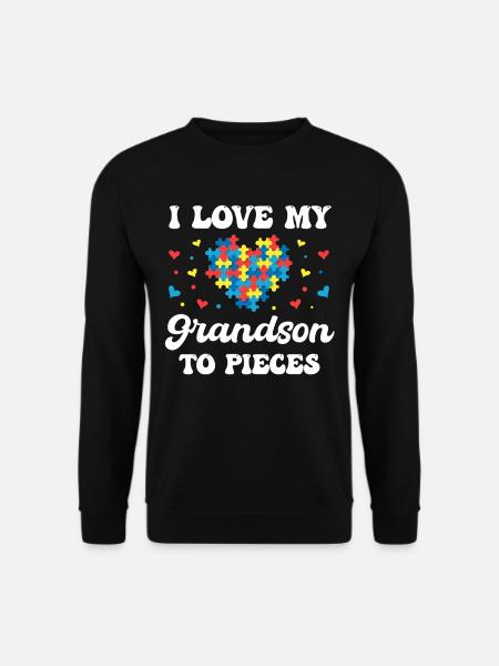 I Love My Grandson In Pieces Granny Adhd Granny - Unisex Sweatshirt - black