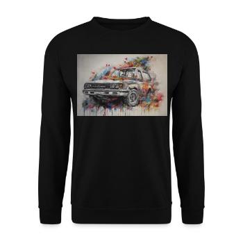 Voiture old school - Sweat-shirt Unisexe - noir - Devant - Alina (178cm) & Michal (187cm)