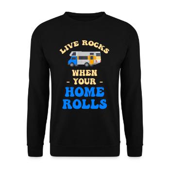 La vie bascule quand votre maison roule à la maison - Sweat-shirt Unisexe - noir - Devant - Alina (178cm) & Michal (187cm)
