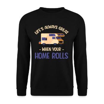 La vie est toujours belle quand votre maison - Sweat-shirt Unisexe - noir - Devant - Alina (178cm) & Michal (187cm)