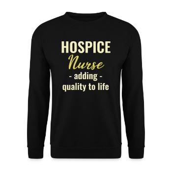 Une infirmière en soins palliatifs améliore la qualité de vie de l’hôpital - Sweat-shirt Unisexe - noir - Devant - Alina (178cm) & Michal (187cm)