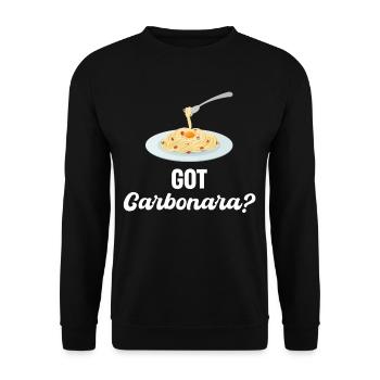 Carbonara Connaisseur Italiano Makkaroni Käse - Unisex Pullover - Schwarz - Vorne - Alina (178cm) & Michal (187cm)