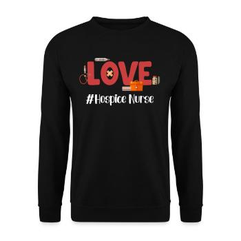 Amour Hospice Infirmière Gériatrie Stéthoscope - Sweat-shirt Unisexe - noir - Devant - Alina (178cm) & Michal (187cm)