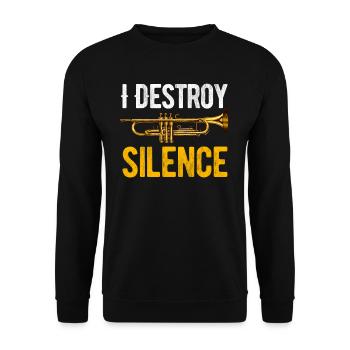 I Destroy Silence Posaunist, Musiker, Bassist, - Unisex Pullover - Schwarz - Vorne - Alina (178cm) & Michal (187cm)