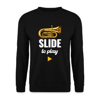 Slide To Play Posaunist Musiker Bassist Chor - Unisex Pullover - Schwarz - Vorne - Alina (178cm) & Michal (187cm)