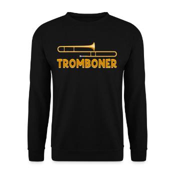 Posaunist Lustiger Posaunist Musiker Bassist Chor - Unisex Pullover - Schwarz - Vorne - Alina (178cm) & Michal (187cm)