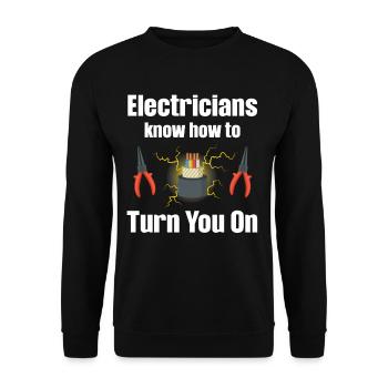 Electricians know how to turn them on funnier - Unisex Sweatshirt - black - Front - Alina (178cm) & Michal (187cm)