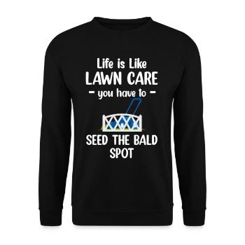 Das Leben Ist Wie Rasenpflege Lustige - Unisex Pullover - Schwarz - Vorne - Alina (178cm) & Michal (187cm)