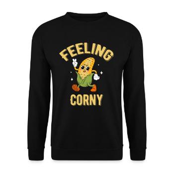 Feeling Corny Maïs Jeux De Mots Agricole - Sweat-shirt Unisexe - noir - Devant - Alina (178cm) & Michal (187cm)