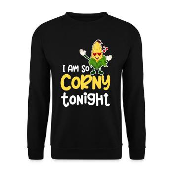 Ich Bin Heute Abend So Kitschig. Mais-wortspiele, - Unisex Pullover - Schwarz - Vorne - Alina (178cm) & Michal (187cm)
