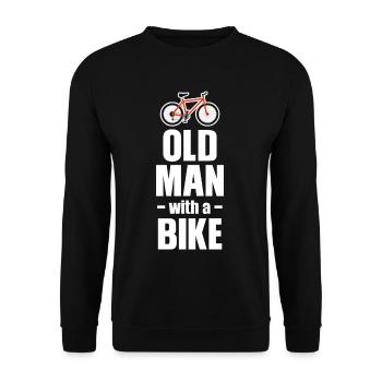 Old man with a bicycle cycling grandpa - Unisex Sweatshirt - black - Front - Alina (178cm) & Michal (187cm)