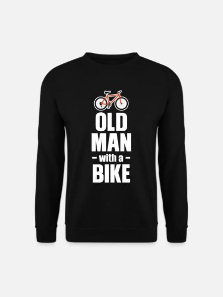 Alter Mann Mit Einem Fahrrad Radfahren Opa - Unisex Pullover - Schwarz