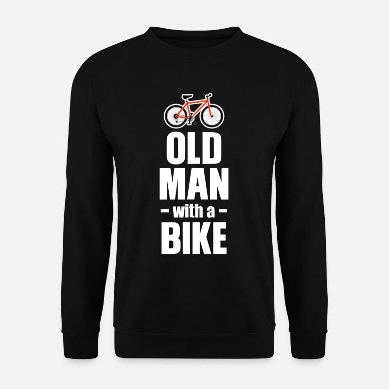 Alter Mann Mit Einem Fahrrad Radfahren Opa - Unisex Pullover - Schwarz