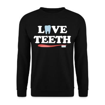Liebe Zähne Lustige Dentalhygienikerin - Unisex Pullover - Schwarz - Vorne - Alina (178cm) & Michal (187cm)