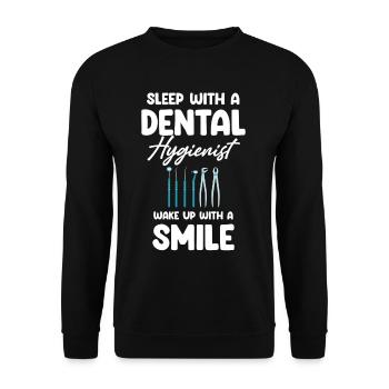 Schlafen Sie Mit Einer Dentalhygienikerin, Wachen - Unisex Pullover - Schwarz - Vorne - Alina (178cm) & Michal (187cm)