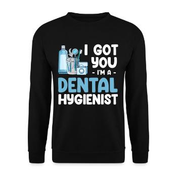 Ich Hab Dich, Ich Bin Ein Dentalhygieniker, - Unisex Pullover - Schwarz - Vorne - Alina (178cm) & Michal (187cm)