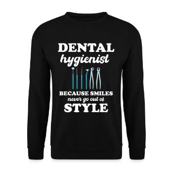 Hygiéniste dentaire, parce que le sourire ne quitte jamais le - Sweat-shirt Unisexe - noir - Devant - Alina (178cm) & Michal (187cm)