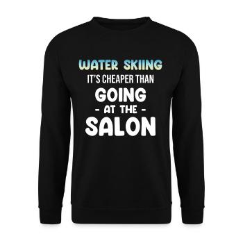 Le ski nautique est également moins cher que le wakeboard dans le salon - Sweat-shirt Unisexe - noir - Devant - Alina (178cm) & Michal (187cm)