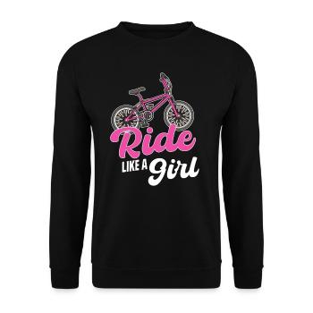 Ride Like A Girl Bmx Race Automobile Triathlon - Unisex Sweatshirt - black - Front - Alina (178cm) & Michal (187cm)